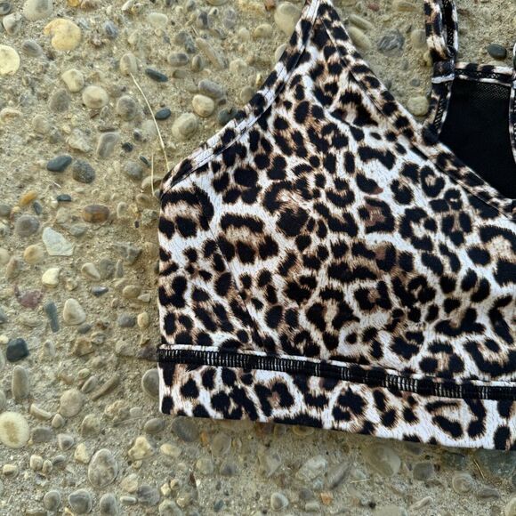 ZYIA Active Sports Bra Womens XS Tan Brown Brilliant Mesh Leopard Cheetah Print - Picture 4 of 12